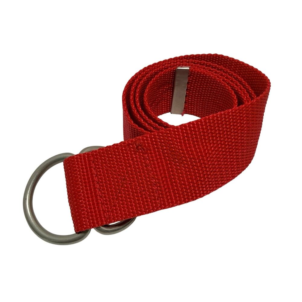 Stussy Red Adjustable Webbed Nylon Belt Double D Ring 40" Long M/L